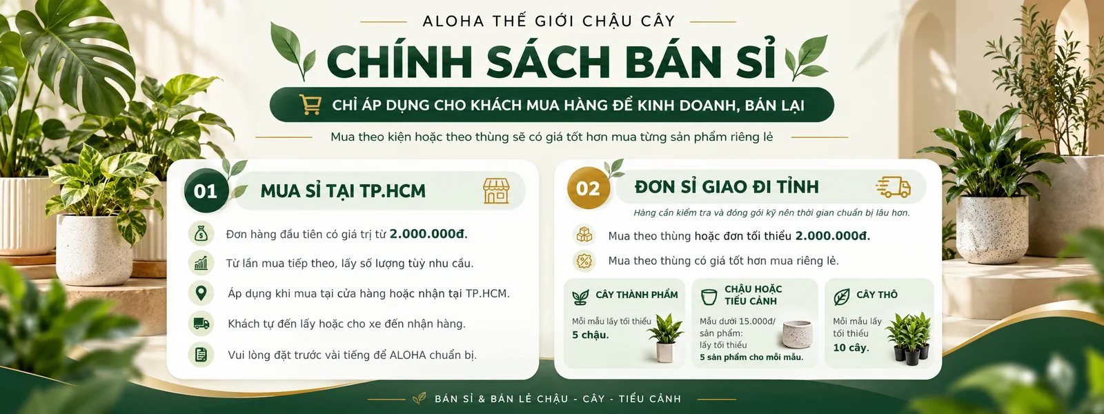 ALOHA — Ưu đãi và dịch vụ dành cho khách sỉ
